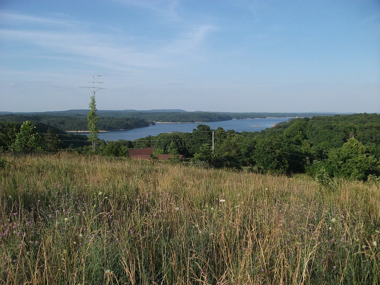 Beaver Lake framed by wooded Northwest Arkansas hills